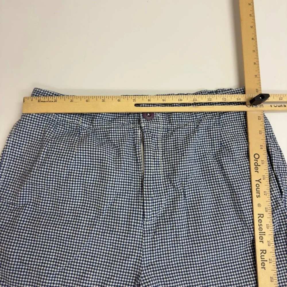 Free People Pants Womens Large Blue Gingham‎ Plaid Kate Cotton Trousers